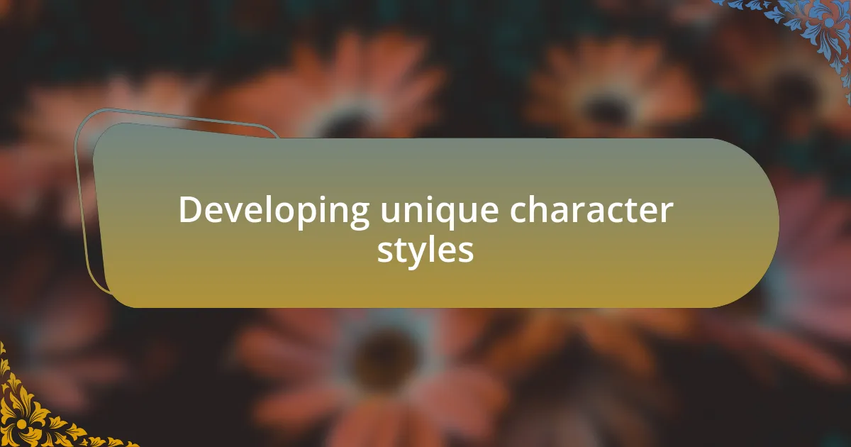 Developing unique character styles