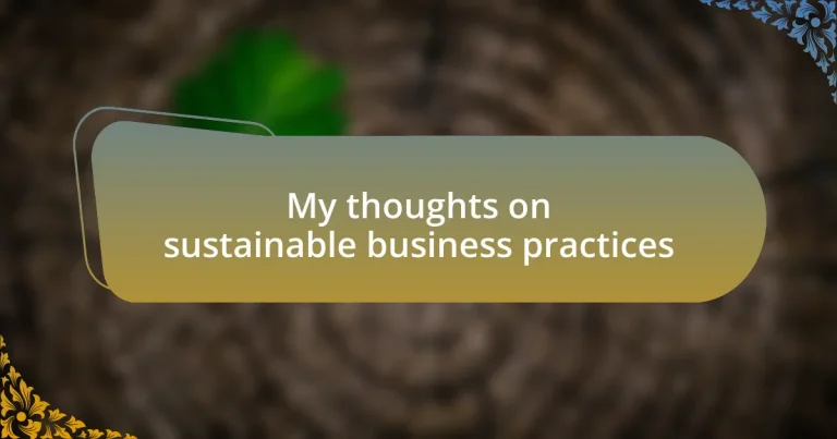 My thoughts on sustainable business practices