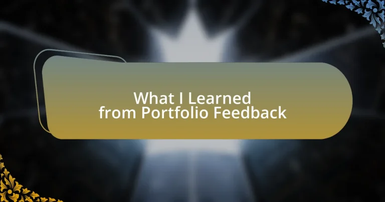 What I Learned from Portfolio Feedback